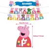 Decoración para Fiesta de Cumpleaños Infantil Nueva Temática de Peppa Pig Suministros Bandera Rosa de Cerdito Juego de Inserts para Pastel