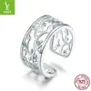 Anillo de plata con charm, nueva moda, plata de ley s925 Árbol de la Vida, anillo abierto hueco estilo europeo y americano para hombres y mujeres BSR125