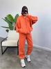 Cross-border Amazon 2024 Europeu e Americano Feminino Wear Plus Velvet Suit Moda Simples Manga Longa Wear Cor Sólida Terno Esportivo Feminino
