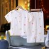 Pijama de Verano para Niños y Niñas, Set de Algodón Nube Anti-Mosquitos de Manga Corta, Ropa de Casa Ligera de Verano para Bebés, Aire Acondicionado