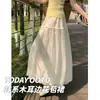 Falda de Diseño Coreano Nueva para Primavera/Verano 2026, de Cintura Alta, que Cubre las Caderas, con Caída, Adelgazante, con Volantes y Parches, Forma de Botón de Flor, para Mujer