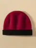 Chapéu 100% Caxemira Pura Feminino Outono e Inverno Novo Chapéu Frio Dupla Face Versátil Quente Chapéu de Tricô Chapéu de Lã Tricotado