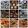 Posavasos de Madera Halloween Festival Clásico Retro Restaurante Vajilla Aislamiento Posavasos para Té Antideslizante Base para Taza Set Festivo