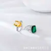 Estilo Ins Europeu e Americano Almofada Amarelo Diamante Esmeralda Sintética Anéis com Pedras Preciosas Coloridas Anéis de Comércio Exterior Joias de Mão