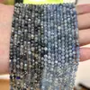 Cuentas redondas facetadas de cristal azul natural, piedra ojo de tigre, espinela negra, piedra lunar gris, cuentas sueltas para pulseras y collares DIY, venta al por mayor de cristales