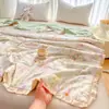 Versión Coreana 2026 Encaje Francés Estampado Floral Madre-Hijo Algodón Puro Doble Capa de Gasa Colcha de Verano Estilo Princesa Fresca Colcha Refrigerante de Verano