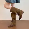 Botas Largas de Altura Creciente Estacionales Primer Encuentro para Mujer 2026 Nuevas Botas Altas Súper Elegantes con Correa Delantera Otoño-Verano Botas de Monta