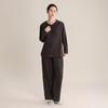 Ropa de Casa de Gasa Personalizada Sin Estampar Gasa de Doble Capa Traje con Cuello en V Pijama para Mujer Algodón Puro Suave Primavera y Verano Las Mujeres Pueden Usar Afuera