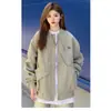 Chamarra Bomber con Cierre para Hombres y Mujeres en Primavera y Otoño Chaqueta con Etiqueta Retro Americana Marca de Moda Ropa de Trabajo Atractiva Uniforme de Béisbol
