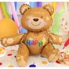 Oso sentado ensamblado sosteniendo pastel oso fresa globo de aluminio decoración para fiesta de cumpleaños infantil globo de aluminio