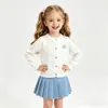 Cárdigan de Punto para Niña con Lazo Hueco de Manga Larga 2026 Primavera/Verano Nuevo Delgado Algodón Puro Transpirable Chaqueta de Aire Acondicionado