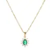 Colar de Zircônia Esmeralda em Prata de Lei 925 para Mulheres, Gargantilha Estilo Vintage Girassol, Corrente para Clavícula, Estilo Europeu e Americano, Popular no Wish