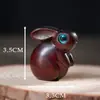 Palo de Rosa Lindo Conejito de Jade Madera DIY Bendición Tallado Completo Creativo Llavero Colgante para Teléfono Móvil Accesorios