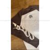 Estilo Europeo y Americano Ins Transfronterizo Elegante Impresión en Color Oscuro Contrastante Combinación de Colores Sudadera de Cuello Redondo Pulóver de Manga Larga Camiseta Retro Y2K