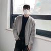 High-end estilo preguiçoso cardigã de malha top masculino primavera e outono oversize novo decote em v cinza suéter coreano