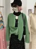 KEKEZOON Suave y Pegajoso Crochet Tejido Hueco Top Cardigan Otoño e Invierno Color Sólido Cuello Redondo Manga Larga Suéter 9303
