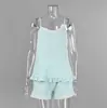 Nuevo conjunto de shorts con tirantes de algodón crepé de doble capa con estampado de corazón y encaje para otoño e invierno, amigable con la piel y cómodo, ropa de casa estilo europeo y americano