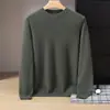 Suéter de cachemira para bebé, cuello alto medio para hombre, color liso, casual de negocios, manga larga, cuello medio, camiseta interior de punto de lana
