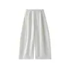 Pantalones de Pierna Ancha de Acetato y Lana Estilo Old Money para Mujer, Nuevos Pantalones Acampanados Cropped de Cintura Alta Holgados para Mujeres Petite