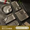 Prato Vintage de Aço Inoxidável para Dumplings Prato Japonês para Batatas Fritas Lanches com Prato para Vinagre Fritura Fritura Velho Criativo Prato de Lanches