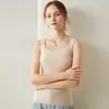 Suéter de cachemira pura para mujer con escote cuadrado, top interior sin mangas, diseño ajustado, suave y amigable con la piel, se puede usar como capa exterior