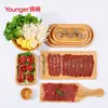 Prato de Melamina Utensílios para Fondue Estilo Japonês Bandeja com Imitação de Grão de Madeira Prato Retangular Prato para Legumes e Carne Imitação de Porcelana Prato para Churrasco