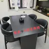 Mesa de Comedor de Losa de Piedra y Juego de Sillas Simple Negro Puro Blanco Mate Apartamento Pequeño Lujo Ligero Habitación de Alquiler para el Hogar Mesa de Comedor Rectangular