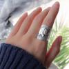 Anillo Retro de Estilo Étnico de Estilo Japonés y Coreano con Elefante de Cara Ancha Plata Tailandesa Anillo Antiguo de Grupo de Elefantes Anillo Abierto para Mujer