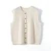 Colete casual de lã de sete pontos espessado, caimento solto e confortável, peça externa quente, adequado para outono e inverno, top versátil para o dia a dia