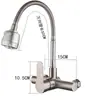 Torneira de Parede Quente e Fria Aço Inoxidável 304 Orifício Duplo Lavatório de Lavanderia Torneira de Pia de Lavanderia Cozinha Rotativa Universal