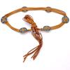 Cadena de cintura de estilo étnico retro con incrustaciones de piedra negra, cinturón de borlas de estilo indio, estilo bohemio