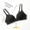 Ropa Ligera Estilo Japonés Sin Aro Superior Ropa Interior de Relleno para Mujer Pecho Pequeño Reúne Sujetador Delgado Cómodo Triángulo Taza Sujetador para Dormir