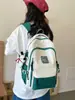 Nova Mochila Escolar 2025 Feminina Cor Contrastante Aluno do Ensino Fundamental Aluno do Ensino Médio Mochila Feminina Grande Capacidade Mochila de Viagem Casual