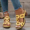 Sandalias de estilo étnico, a la moda y de tendencia; Pantuflas de talla grande con tacón grueso para mujer; Colección de verano 2026; orientado a la exportación, estilo europeo y americano