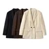 Blazer Elegante Feminino de Manga Longa com Gola Lapela Solto de Botão Duplo Estilo Europeu e Americano Transfronteiriço 2026 Nova Moda 2753522