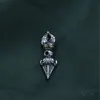 Cuentas Espaciadoras de Plata de Ley S925 con Incrustaciones de Cobre, Patrón de Loto Vintage Desgastado, Cono de Diamante, Agujero Recto, Accesorios para Pulsera de Hombre DIY