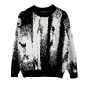 Tejido de punto con bloques de color degradado tie-dye para hombre, cuello redondo, estilo "Old Money", prenda interior de otoño e invierno, tejido de punto moderno, venta al por mayor de fábrica transfronteriza