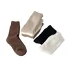 Meias Grossas Quentes de Chão Outono e Inverno Meias de Fio Atoalhado Cor Lisa Meias Femininas Desodorantes Absorventes de Suor Meia de Cano Médio Sem Costura Casuais Meias de Confinamento