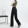Calça Jeans Wide Leg de Tencel Preta para Mulheres 2025 Novo Verão Fina Cintura Alta Drapeada Solta Reta Calça de Seda de Gelo