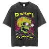 Camiseta Masculina de Algodão Puro Pesado Manga Curta Estilo Retro Americano, Casual de Verão Solta Tendência Oversize Lavada Vintage