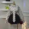 Roupas Femininas Transfronteiriças Europeias e Americanas Moda Nova Primavera 2026 Camisa Elegante com Design Listrado de Manga Longa com Gola e Gravata para Mulheres