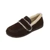 Zapatos de Algodón Gruesos con Plataforma Estilo Francés, Felpa, para Mujer, Invierno 2026, Estilo Nuevo, Cálidos para Exteriores, Mary Jane con Piel, Zapatos de Algodón