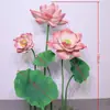 Flores de Lótus Artificiais Grandes Mais Vendidas na Primavera e Verão para Decoração de Shopping, Flores de Lótus Impermeáveis de EVA para Design de Paisagismo, Folhas de Lótus, Frutos de Lótus Flores Artificiais