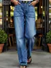 Jeans para Mujer Hme Lavados de Gama Alta Pierna Ancha Rectos Pantalones de Mujer Artículos Populares de Venta Cruzada Exportación Temu Tiktok