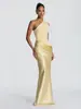 2026 Verano Nuevo Estilo Europeo y Americano Transfronterizo Vestido de Satén de un Solo Hombro sin Mangas Ajustado Largo Mermaid Bodycon