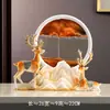 Adorno de Reloj de Arena Fluido con Ciervo Lujo Ligero Decoración para Hogar Sala de Estar Gabinete de Vino Gabinete de TV Escritorio de Oficina