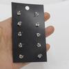 Pendientes de Acero de Titanio con Cielo Estrellado de 12 mm, En Stock Transfronterizo, 5 Pares por Tarjeta, Pendientes Redondos Estilo Ins