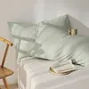 Fronhas de Algodão Lavado de Cor Sólida, um Par de Fronhas Individuais Novas de Algodão Puro, um Par de Capas de Forro para Uso Doméstico Duplo