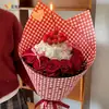 Papel de Presente Xadrez Vermelho e Branco Retrô Sombra Floral Embalagem de Buquê de Flores Presente Floral DIY Artesanal Materiais Natal