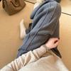 Pantalones Casuales Rectos de Punto Grises para Mujer Primavera y Otoño 2025 Moda de Alta Gama Versátil Aspecto Adelgazante Pantalones de Pierna Ancha